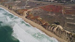 5K aerial stock footage flyby beach and sand dunes at Fort Ord Dunes State Park, Moss Landing, California Aerial Stock Footage | AXSF15_116