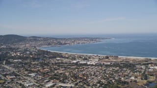 5K aerial stock footage of a wide view of the Monterey Peninsula and Monterey Bay, Monterey, California Aerial Stock Footage | AXSF15_120