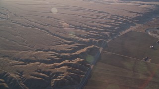 5K aerial stock footage of deep cracks in the desert, Cuyama Valley, California Aerial Stock Footage | AXSF17_030