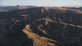 5K aerial stock footage of flying over the Caliente Range desert mountains, Cuyama Valley, California Aerial Stock Footage | AXSF17_033