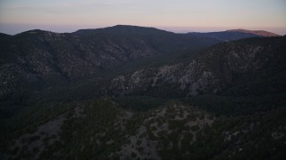 5K aerial stock footage of flying by mountain ridges, Los Padres National Forest, California, twilight Aerial Stock Footage | AXSF17_061