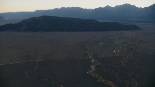 HD stock footage aerial video of approaching Blacktail Butte, Jackson Hole, Wyoming, twilight Aerial Stock Footage | CAP_002_017