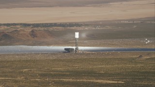 HD stock footage aerial video zoom to wide view of the Ivanpah Solar Electric Generating System, Mojave Desert, California Aerial Stock Footage | CAP_005_005