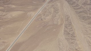 HD stock footage aerial video of bird's eye view of a highway through open desert in San Bernardino County, California Aerial Stock Footage | CAP_006_012