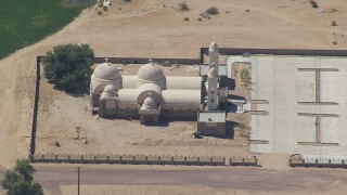 HD stock footage aerial video of a Mojave Desert monastery in Newberry Springs, California Aerial Stock Footage | CAP_006_024