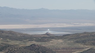 HD stock footage aerial video of one of the desert solar arrays at Ivanpah Solar Electric Generating System in California Aerial Stock Footage | CAP_006_028