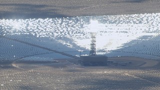 HD stock footage aerial video of cloud shadow on mirrors at Ivanpah Solar Electric Generating System in California Aerial Stock Footage | CAP_006_042