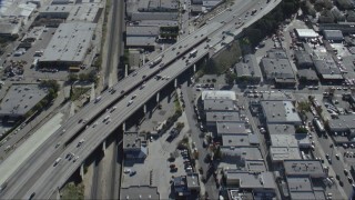 CAP_012_004 - HD stock footage aerial video of a bird's eye view of light traffic on I-5 in Burbank, California