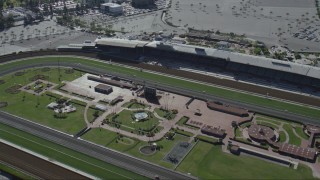 HD stock footage aerial video flyby the Santa Anita Park horse racing track in Arcadia, California Aerial Stock Footage | CAP_012_017