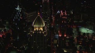 HD stock footage aerial video flyby top of One Atlantic Center at night, Midtown Atlanta, Georgia Aerial Stock Footage | CAP_013_017