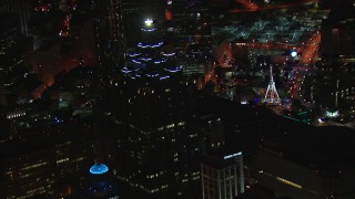 HD stock footage aerial video of circling around SunTrust Plaza at night, Downtown Atlanta, Georgia Aerial Stock Footage | CAP_013_072