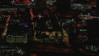 HD stock footage aerial video orbiting the state capitol building at night, Downtown Atlanta, Georgia Aerial Stock Footage | CAP_013_089