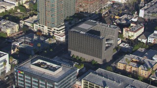 HD stock footage aerial video orbit around Emerson College in Hollywood, California Aerial Stock Footage | CAP_016_007