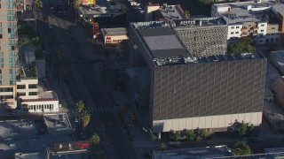 HD stock footage aerial video flying around Emerson College in Hollywood, California Aerial Stock Footage | CAP_016_008