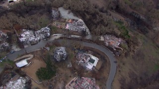 HD stock footage aerial video approach homes destroyed by fire, Malibu, California Aerial Stock Footage | CAP_018_045