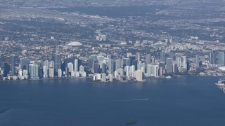 HD stock footage aerial video of the city's downtown skyline, Downtown Miami, Florida Aerial Stock Footage | CAP_020_006