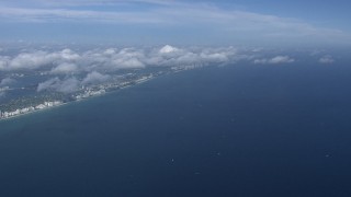 HD stock footage aerial video of a wide view of Miami Beach and the Atlantic Ocean, Florida Aerial Stock Footage | CAP_020_014