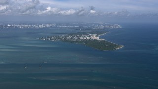 HD stock footage aerial video of passing by Key Biscayne, Miami, Florida Aerial Stock Footage | CAP_020_038