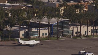 HD stock footage aerial video of Atlantic Aviation at Burbank Airport, California Aerial Stock Footage | CAP_021_131