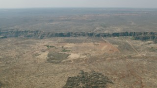 CAP_026_001 - HD stock footage aerial video of approaching a deep canyon near Victoria Falls, Zimbabwe