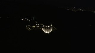 DCA01_001E - 5K aerial stock footage flying by Griffith Observatory at night, Los Angeles, California