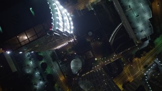 DCA01_052 - 5K aerial stock footage bird's eye view of Downtown Los Angeles at night, California