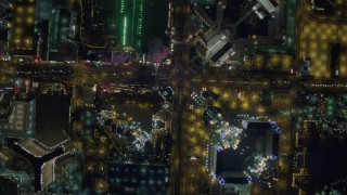 4K aerial stock footage of a bird's eye view of Las Vegas Boulevard, Nevada Night Aerial Stock Footage | DCA03_099