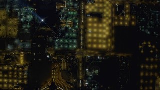 4K aerial stock footage of a bird's eye view of Las Vegas Boulevard, Nevada Night Aerial Stock Footage | DCA03_101