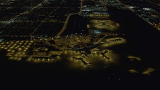 4K aerial stock footage of McCarran International Airport, Las Vegas, Nevada Night Aerial Stock Footage | DCA03_103