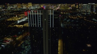 4K aerial stock footage of orbiting Palms Place Hotel and Spa, Las Vegas, Nevada Night Aerial Stock Footage | DCA03_155