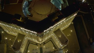 4K aerial stock footage tilt to a bird's eye of Planet Hollywood, Las Vegas, Nevada Night Aerial Stock Footage | DCA03_195