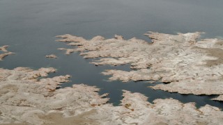 4K aerial stock footage of flying by Gypsum Bay on Lake Mead, Las Vegas, Nevada Aerial Stock Footage | DCA04_012