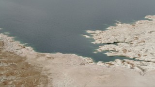 4K aerial stock footage of flying by Gypsum Bay on Lake Mead, Las Vegas, Nevada Aerial Stock Footage | DCA04_013