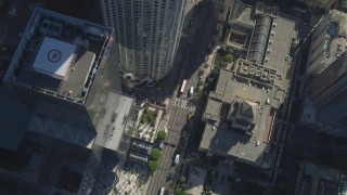 DCA05_029 - 4K aerial stock footage of bird's eye view, Los Angeles Public Library to Downtown Los Angeles, California