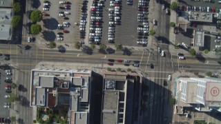 DCA05_042 - 4K aerial stock footage of South Grand Avenue, West 11th Street, Downtown Los Angeles, California