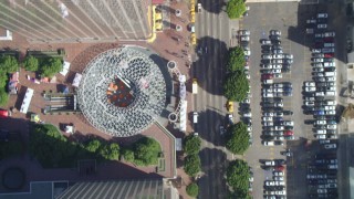 4K aerial stock footage of bird's eye view, South Figueroa Street past Downtown Los Angeles, California Aerial Stock Footage | DCA05_043