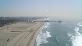 4K aerial stock footage of Santa Monica State Beach, Santa Monica Pier, Santa Monica, California Aerial Stock Footage | DCA05_085