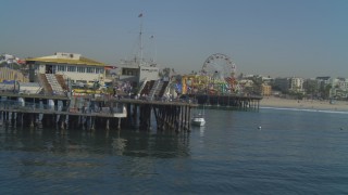 DCA05_093 - 4K aerial stock footage orbit around the end of Santa Monica Pier, California