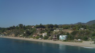 4K aerial stock footage of flying by coastal homes, Malibu, California Aerial Stock Footage | DCA05_128