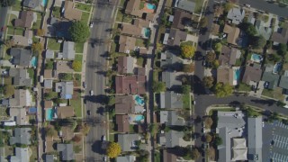 DCA05_160 - 4K aerial stock footage of a bird's eye of residential neighborhoods, West Hills, California