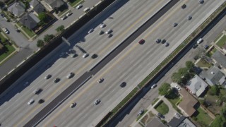 DCA06_063 - 4K aerial stock footage bird's eye view of light traffic on I-405, Mar Vista, California