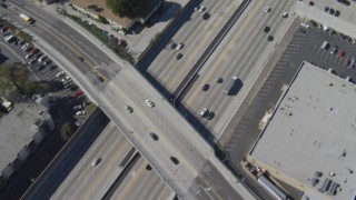 DCA06_064 - 4K aerial stock footage bird's eye view of light traffic on Interstate 405, Mar Vista, California