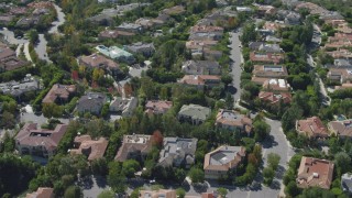 4K aerial stock footage of flying away from mansions in Bel Air, California Aerial Stock Footage | DCA06_072