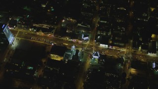 DCA07_108 - 4K aerial stock footage of the Sunset Strip, West Hollywood, California, night