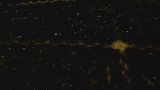 4K aerial stock footage of panning across residential neighborhood, Woodland Hills, California, night Aerial Stock Footage | DCA07_181