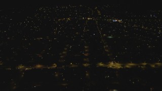 4K aerial stock footage of flying over suburbs, Woodland Hills, California, night Aerial Stock Footage | DCA07_183