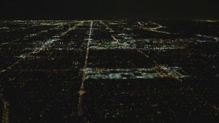 4K aerial stock footage of Fallbrook Center, Westfield Topanga Mall, West Hills, California, night Aerial Stock Footage | DCA07_188