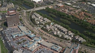 4K aerial stock footage orbit shopping center and condominiums, Mission Valley, California Aerial Stock Footage | DCA08_003