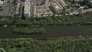 4K aerial stock footage of the San Diego River, Mission Valley, California Aerial Stock Footage | DCA08_007