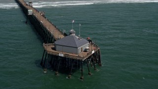 4K aerial stock footage approach and orbit a pier in Imperial Beach, California Aerial Stock Footage | DCA08_033